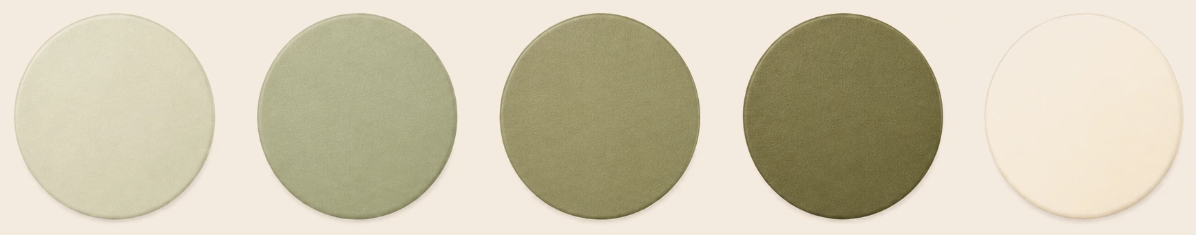 Suggested colors: pale sage, muted sage, olive, deep olive, and cream